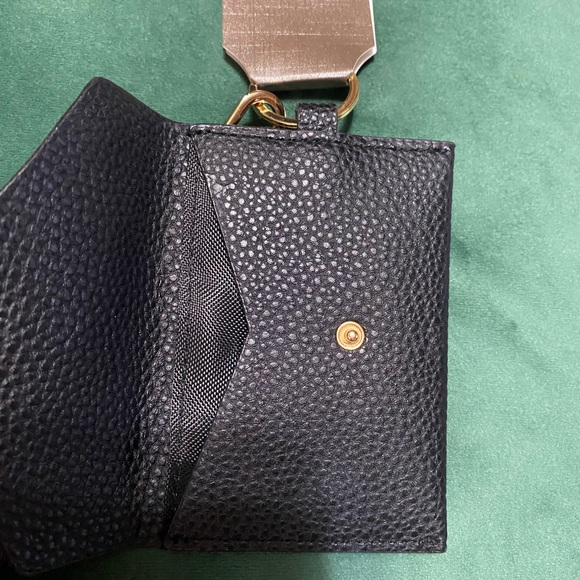 Black Faux Leather Wrist Lanyard and Card Holder Set - Picture 3 of 5